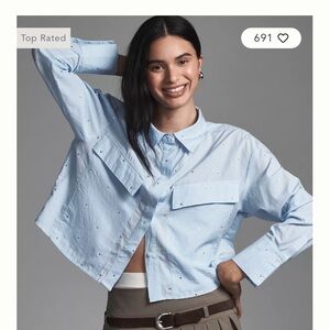 Maeve Light Blue Button Down Shirt